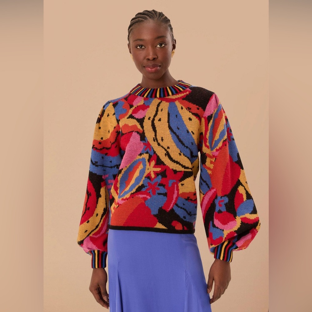 Farm Rio Multicolor Fruitelicious Knit Sweater